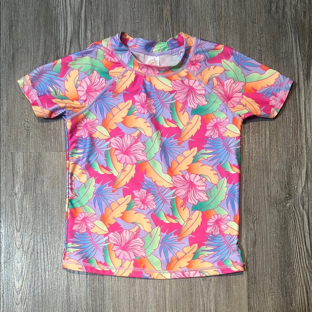 Colorful Floral Rash Guard Swim Top- size 7/8